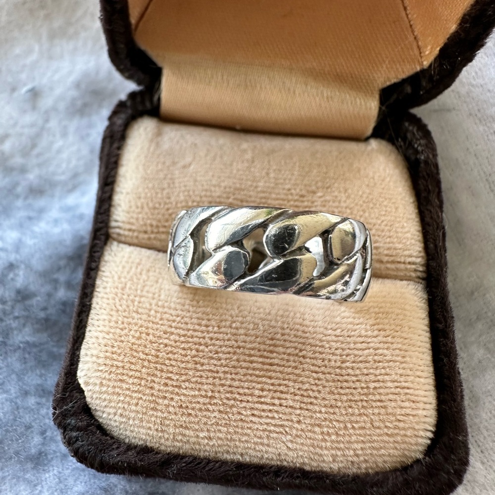 Unisex sterling silver link ring sz 7